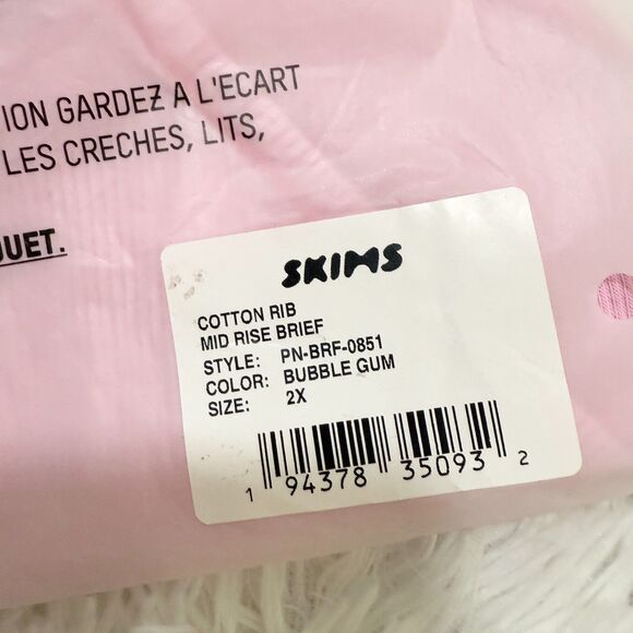 BNWT Women SKIMS Cotton Rib Mid Rise Brief in Bubblegum Size 2X - Picture 5 of 7